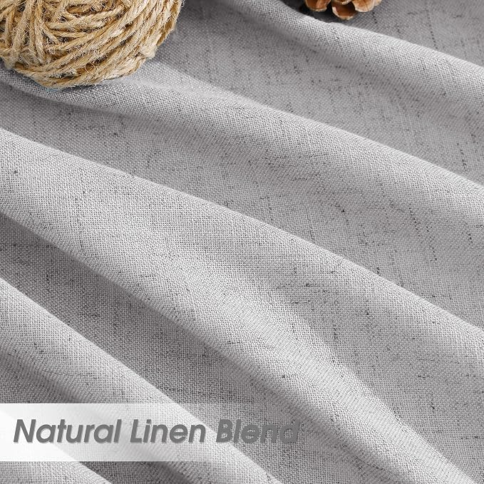 Extra Long Linen Curtains for Bedroom 108 Inch Length 2 Panels Set Privacy Floor to Ceiling Textured Translucent with Elegant Farmhouse Semi Sheer Drapes for Bedroom Gery W52 x L108