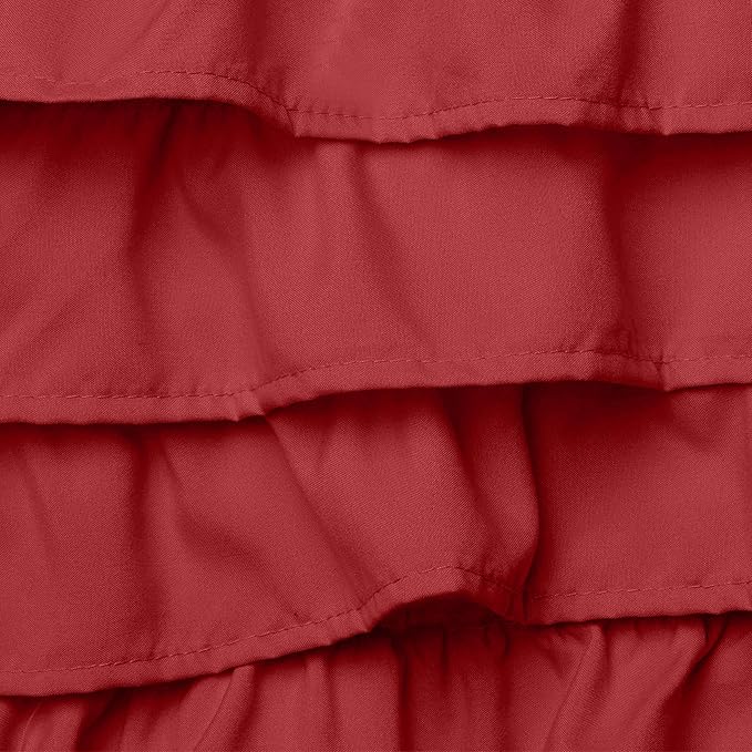 Elegant Comfort Luxurious Premium Quality 1500 Thread Count Wrinkle and Fade Resistant Egyptian Quality Microfiber Multi-Ruffle Bed Skirt - 15inch Drop, Queen, Burgundy