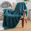 EXQ Home Soft Fleece Full Blanket – Cozy Lightweight 3D Imitation Turtle Shell Jacquard Blanket for Couch Bed – All-Season Warm Fuzzy Flannel Blanket for Women Mom Her Gifts(84"x90",Teal)