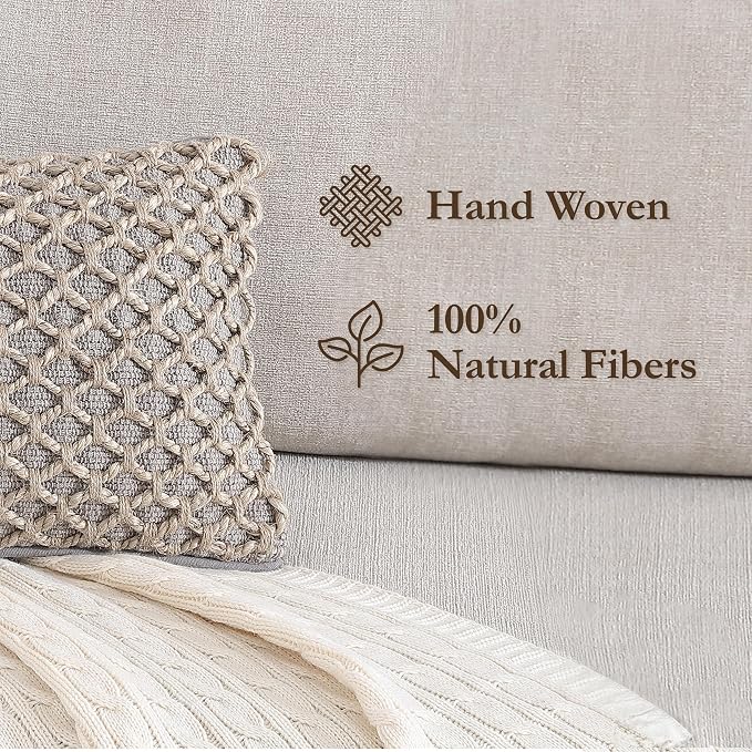 Boho Living Jada Decorative Throw, Includes Accent, Premium Woven Design, Living Room Décor, (1) 12" x 20" Pillow Cover with Insert, Grey