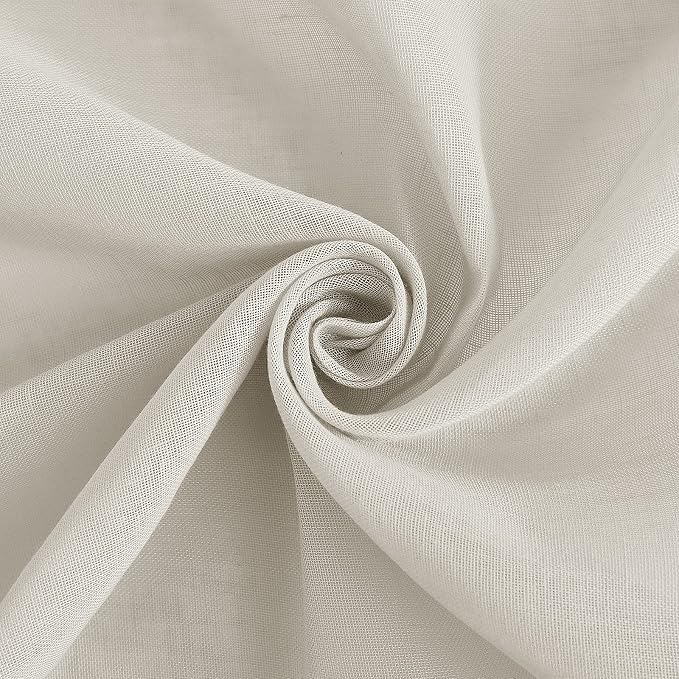 NICETOWN Textured Linen Sheer Curtains for Living Room, Grommet Privacy Translucent with Light Filter Thick Flax Sheer Drapes for Bedroom Porch/Patio, Natural, W52 x L108, 2 Panels