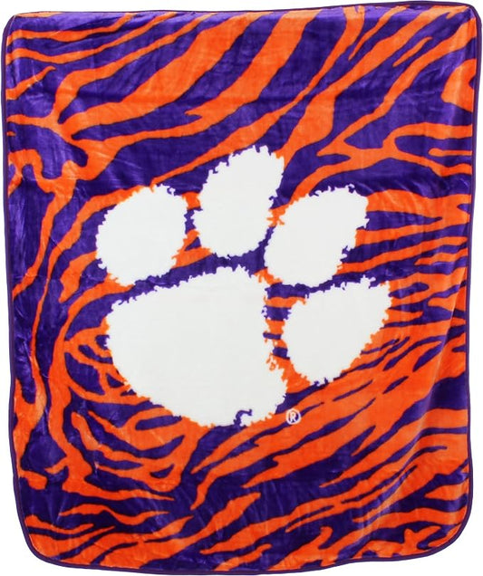 College Covers Clemson Tigers Raschel Throw Blanket, 60 in by 50 in