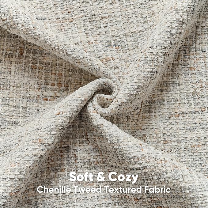 HAUSSY Pack of 2 Chenille Tweed Throw Pillow Covers 22x22 Inch, Crey
