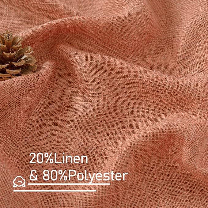 80 Inch Length Terracotta Linen Sheer Curtains for Living Room | Light Filtering, Rustic Boho Drapes, Fall Decor, Curtains for Bedroom, Farmhouse, Bronze Grommet, 2 Panels, 52 x 80 Inch