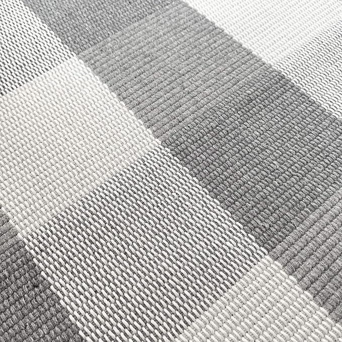 LEVINIS Farmhouse Grey Buffalo Plaid Rugs Outdoor Doormats- Cotton Washable Buffalo Check Doormats for Kitchen,Front Porch,Bathroom,Laundry Room,Entry Way, 23.6'' x 51.2''