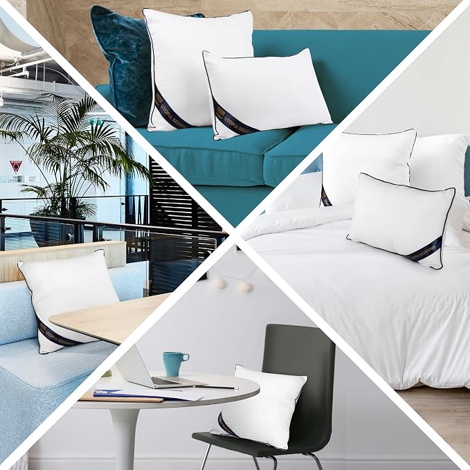 Utopia Bedding 22x22 Throw Pillow Inserts, Decorative Pillows, Pack of 2 | Piping Throw Pillows, Plush & Supportive, Aesthetic Cushion Sham Stuffer for Sofa, Office, Couch & Bed, Set of 2, White