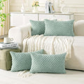 Set of 4 Aqua Decorative Throw Pillow Covers 12x20 Inch Corduroy Pillow Covers for Bed Couch Sofa Living Room Soft Cushion Cases