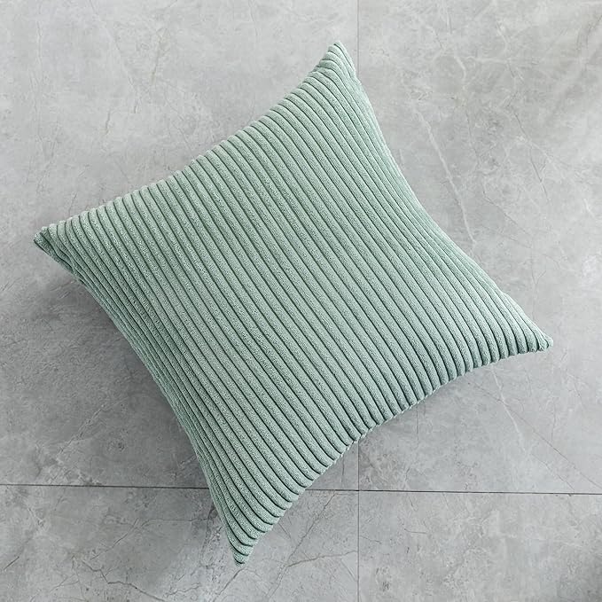 Home Brilliant Couch Pillow Covers 26x26 Set of 2 Super Soft Corduroy Large Euro Sham for Summer Bedroom Pillow Covers, 26 x 26 inch, Iceburg Green