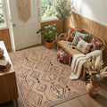 jinchan 4x6 Faux Jute Area Rug Washable Moroccan Living Room Rug Warm Taupe | Neutral Boho Geometric, Non-Slip, Low Pile, Indoor Outdoor, Natural Fiber Look, Dining Room, Deck, Backyard, Bedroom, Patio