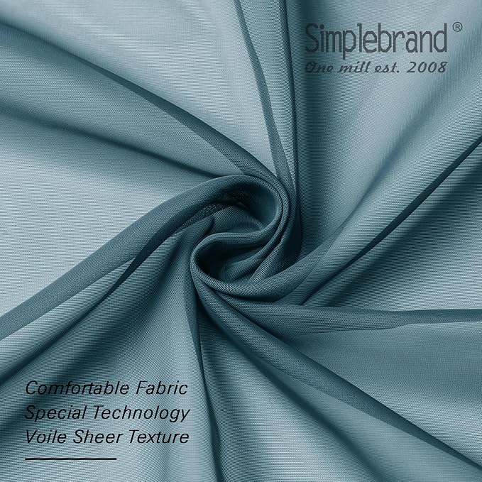Simplebrand Dusty Blue Short Sheer Curtains 45 Inch Length for Small Windows, Rod Pocket 2 Panels Set Solid Voile Drapes Window Sheer Curtains for Bedroom Bathroom Kids Room Kitchen, 42x45 Inch, 2pcs