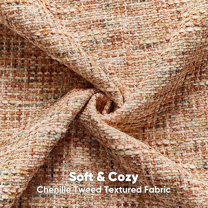 FUTEI Pack of 2 Chenille Tweed Vintage Throw Pillow Covers 20x20 Inch Soft Decorative Cushion Case Modern Farmhouse Accent for Couch Bed Living Room, Rust