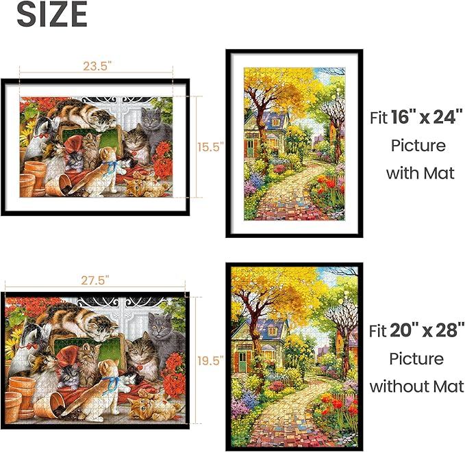 upsimples 20x28 Picture Frame, Gallery Wall Frames Set of 5, Black | Poster Frame Collage Wall Decor, 16x24 Picture Frame with Mat for Family, Puzzle, Hallway, Christmas