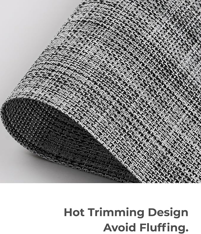 Leetaltree Grey Placemats, Heat Resistant Non-Slip Place mats for Dining Table, Washable Durable PVC Vinyl Woven Table Mats (Set of 12)