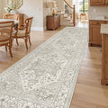 Madane Hallway Runner Rug 3x12 Washable Kitchen Runners 12ft, Beige/Brown | Vintage Non Slip Area Rugs for Hallways, Soft Low-Pile Thin Farmhouse Wide Floor Carpet for Entryway Foyer Bathroom Bedroom