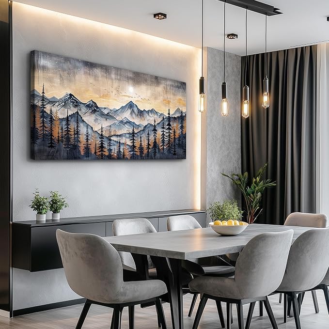 QIYILEXWART Large Wall Decor For Living Room Canvas Wall Art For Office Modern Wall Decorations For Bedroom Mountain Landscape Painting Abstract Pictures Artwork Room Home Decor 24x48 In