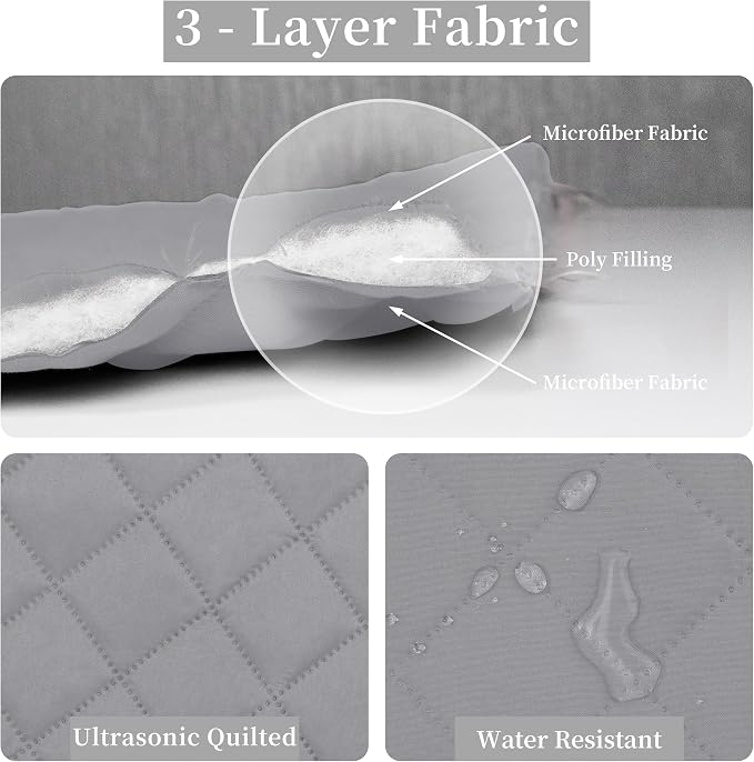Easy-Going Reversible Quilt Set California King, Bedspread with 2 Shams | Light Gray/Ivory, Machine Washable Lightweight Microfiber Bed Comforter, 1 Quilt + 2 Pillow Shams, All-Season Coverlets