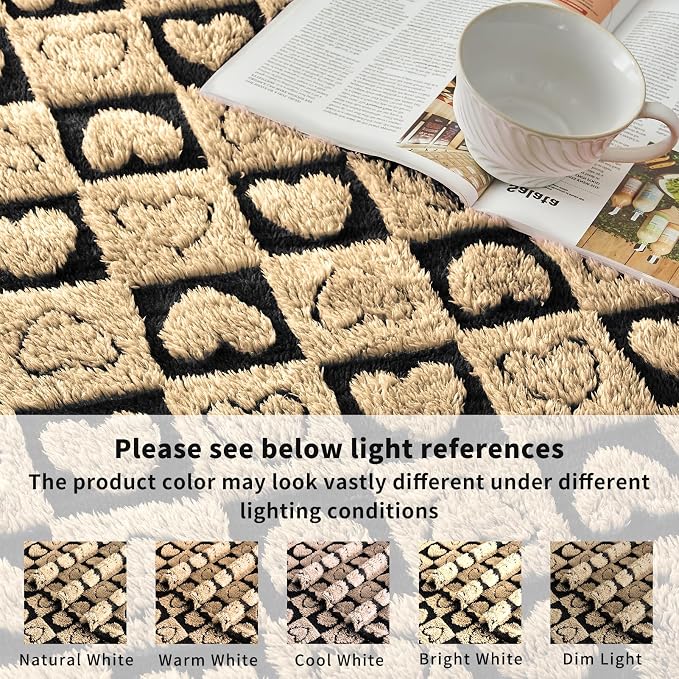 FY FIBER HOUSE Throw Blankets with Heart Checkered,Soft Warm Blankets for Lover Mom Father Gifts,Washable Lightweight Fuzzy Blanket for Couch Sofa Bed Office All Season(Black Brown,50"x60"