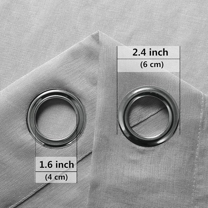 DWCN Sheer Curtains, Grommet Top Grey Faux Linen Look Voile Semi Transparent Solid Window Sheer Curtains Drapes for Bedroom Living Room, Set of 2 Panels 52 x 36 Inch Long, Grey