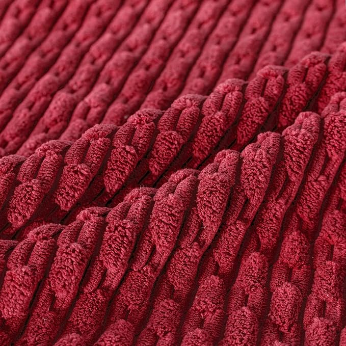 Set of 4 Burgundy Decorative Throw Pillow Covers 20x20 Inch Corduroy Pillow Covers for Bed Couch Sofa Living Room Soft Square Cushion Cases