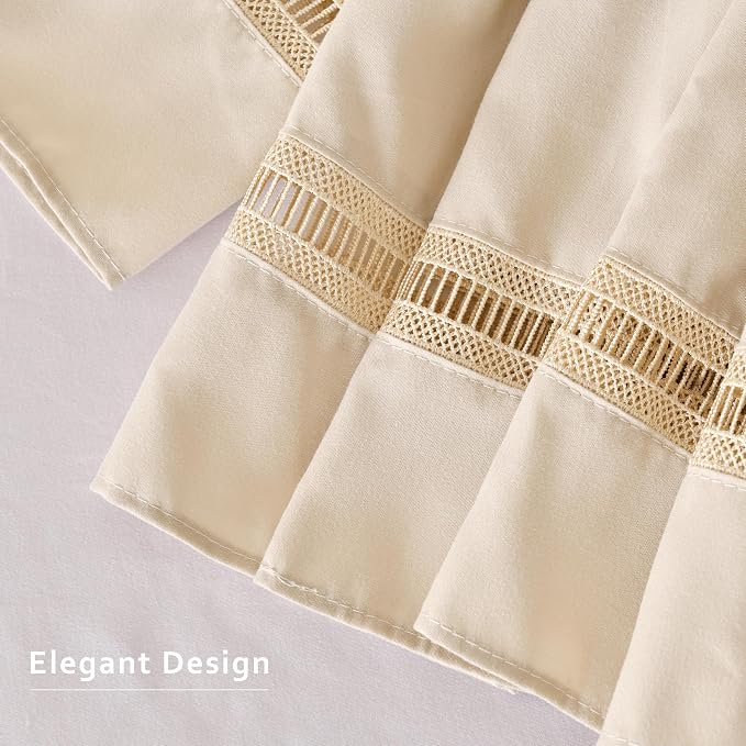 MIYE Wrap Around Ruffled Lace Bed Skirt, Elastic Dust Ruffle with Adjustable Belts, Easy to Put On, Bed Frame Cover, Machine Washable (Ruffled Lace/Light Beige, King/Queen-12.5" Drop)