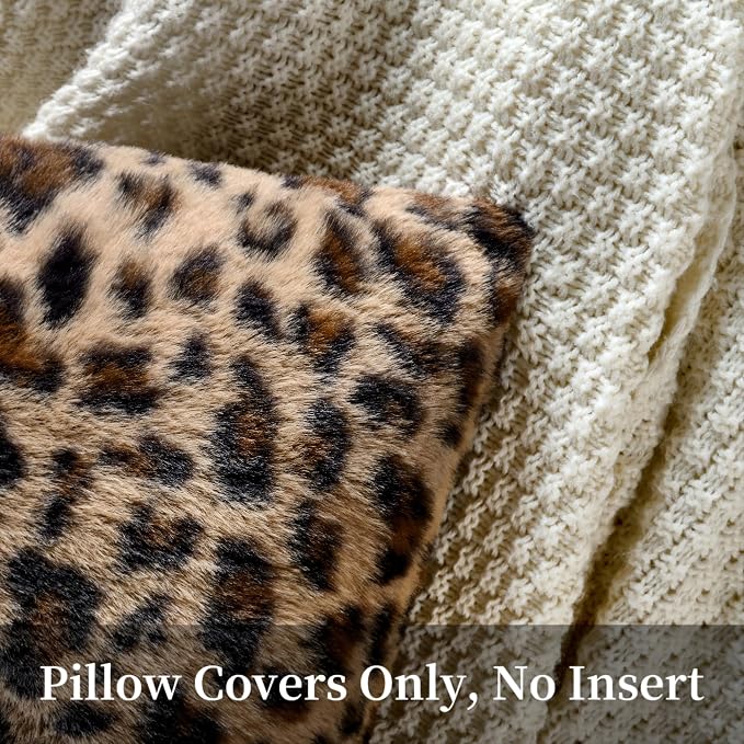 GALMAXS7 Cheetah Pillow Covers Leopard Throw Pillow Covers Set of 2, 20x20 | Faux Fur Throw Pillow Covers Leopard Couch Pillow Covers Fluffy Soft Decorative for Home Living Room Bedroom