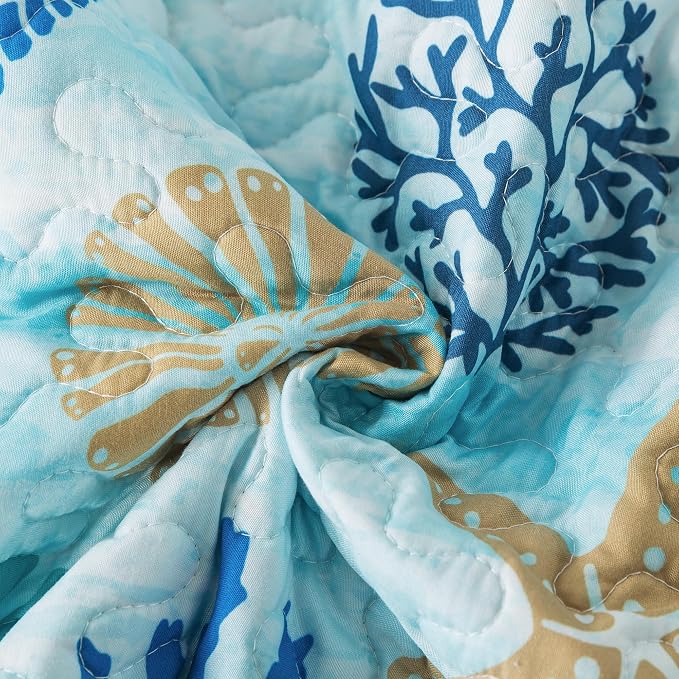 NEWLAKE Quilt Bedspread Sets - West Coastal Pattern Reversible Coverlet Set, King Size