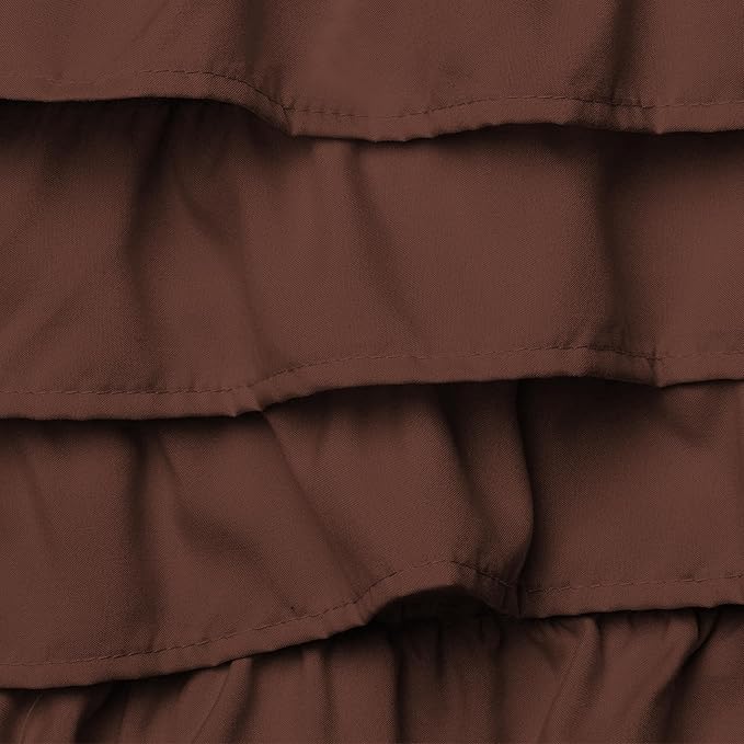 Elegant Comfort Luxurious Premium Quality 1500 Thread Count Wrinkle and Fade Resistant Egyptian Quality Microfiber Multi-Ruffle Bed Skirt - 15inch Drop, Queen, Chocolate Brown