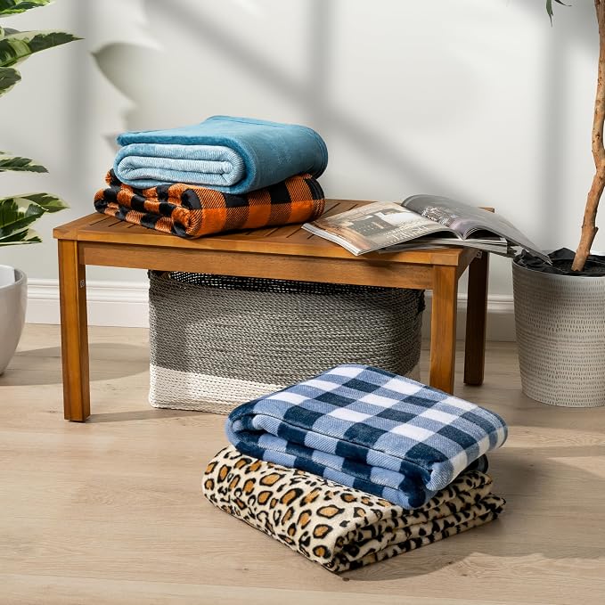 PAVILIA Teal Blue Ombre Fleece Throw Blanket for Couch Sofa Bed, 50x60