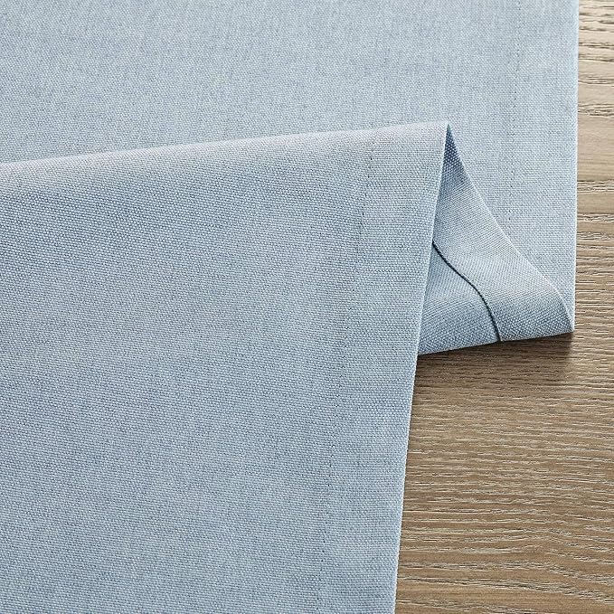 ZeeMart Basic Linen Style Table Runner, 14x108 Inch Chambray Blue | Mitered Corner Design, Medium Weight Fabric, Rustic Farmhouse Style, Machine Washable Easy Care Everyday Table Scarf