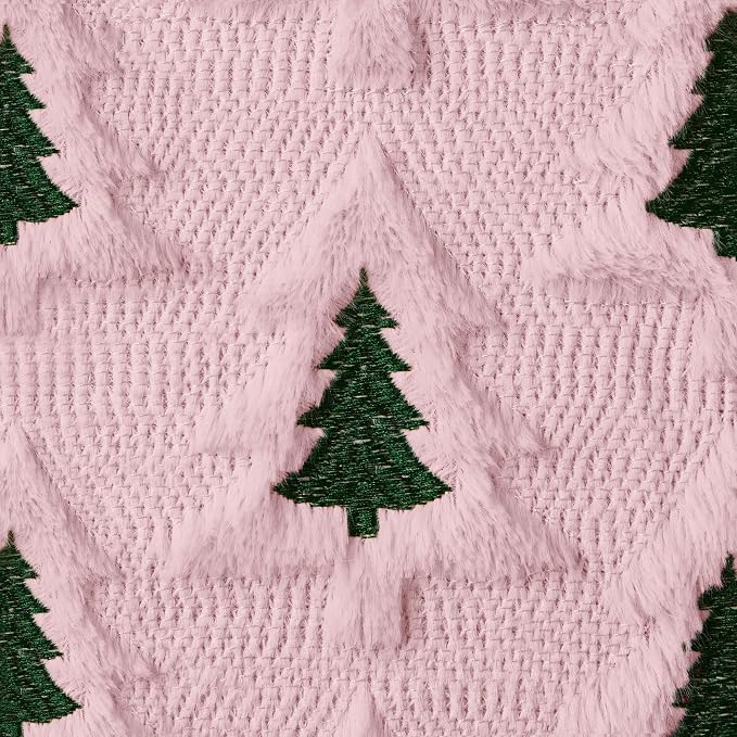 Allorry Christmas Pillow Covers 20x20 Set of 2 Pink Green Double Xmas Tree Pillow Covers Soft Plush Faux Fur Christmas Decorations for Xmas Winter Holiday Home Bedroom Sofa Cushion Cases PT-008F20