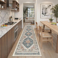 Madane Hallway Runner Rug 2x8 Washable Kitchen Rugs Non-Slip, Navy Blue | Vintage Machine Washable Low-Pile Floor Carpet 8ft, Soft Ultra-Thin Throw Entry Foyer Mat for Entrance Laundry Living Room
