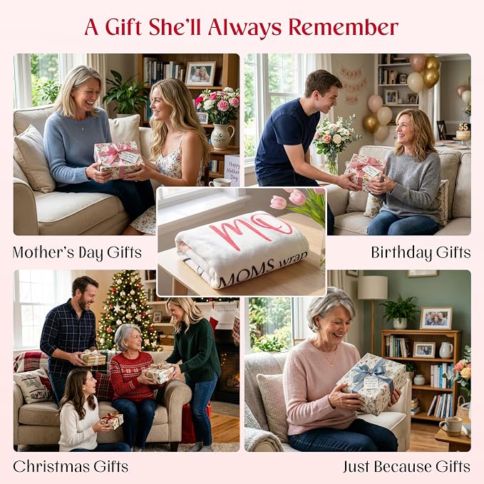 WRAPIX Gifts for Mom from Daughter Son - Soft Fleece Throw Blanket 60x80 in | Gifts for Mom, Mother Daughter Gift, Machine Washable, Ideal for Couch Bed, Lightweight Warmth, Home Comfort Decor