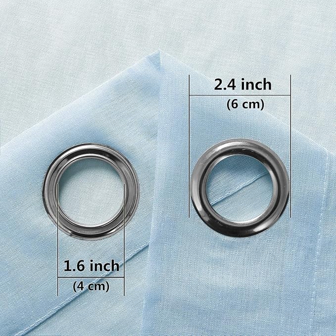 DWCN Semi Sheer Curtains, Grommet Top Window Short Sheer Curtains Drapes for Bedroom Living Room, Faux Linen Look Voile Transparent Solid Sheer Curtains Set of 2 Panels 46 x 54 Inches Long, Sky Blue