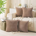 Set of 4 Light Brown Decorative Throw Pillow Covers 20x20 Inch Corduroy Pillow Covers for Bed Couch Sofa Living Room Soft Square Cushion Cases
