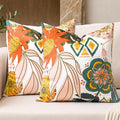 Tyrot Boho Floral Velvet Throw Pillow Covers 16x16 Inch Set of 2 Farmhouse Cushion Covers Mid Century Modern Botanical Home Decor Accent Pillow Cases for Couch Bed Sofa Living Room, Bedroom