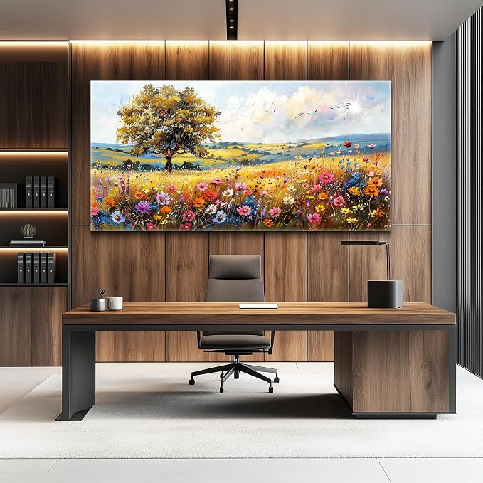 hyidecorart Large Wall Art For Living Room Canvas Wall Decor For Bedroom Office Decor Field Wall Paintings Flower Scenery Watercolour Pictures Artwork Modern Aesthetic Room Home Decorations