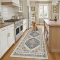 Madane Kitchen Runner 2'6''x8' Soft Rug Runners for Hallways, Navy Blue | Vintage Machine Washable Rugs 2.5x8 Ft, Non-Slip Low Pile Stain-Resistant 8ft Floor Carpet for Laundry Room, Corridor