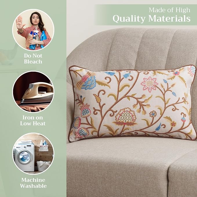 Maison d' Hermine Throw Pillow Covers 100% Cotton (12" x 20" - Pack of 1)