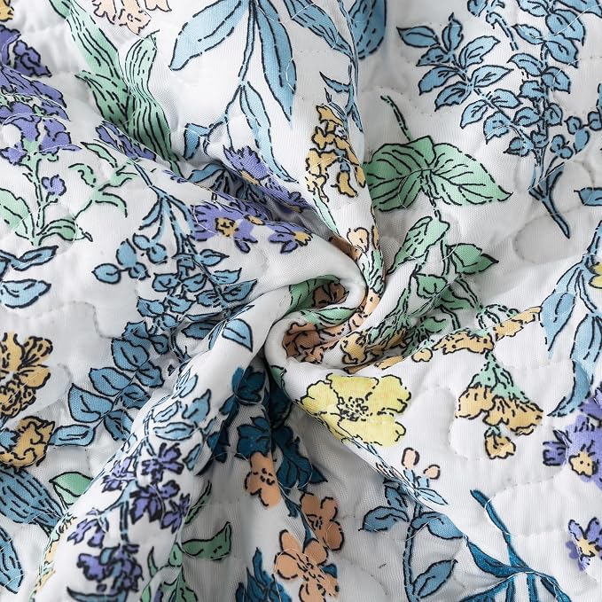 Travan 3-Piece Quilt Set Quilted Bedspread Lightweight Coverlet Set Garden Style Floral Printed Oversized Quilted Bedding Set for All Season, Secret Garden, Queen Size