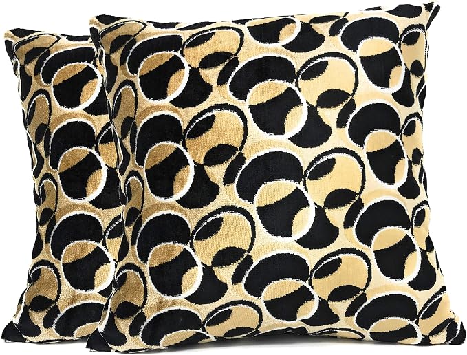 Tache 2 Piece 18 X 18 Inch Square Chic Soft Geometric Velvety Eternal Eclipse Throw Pillow Cover Case Set