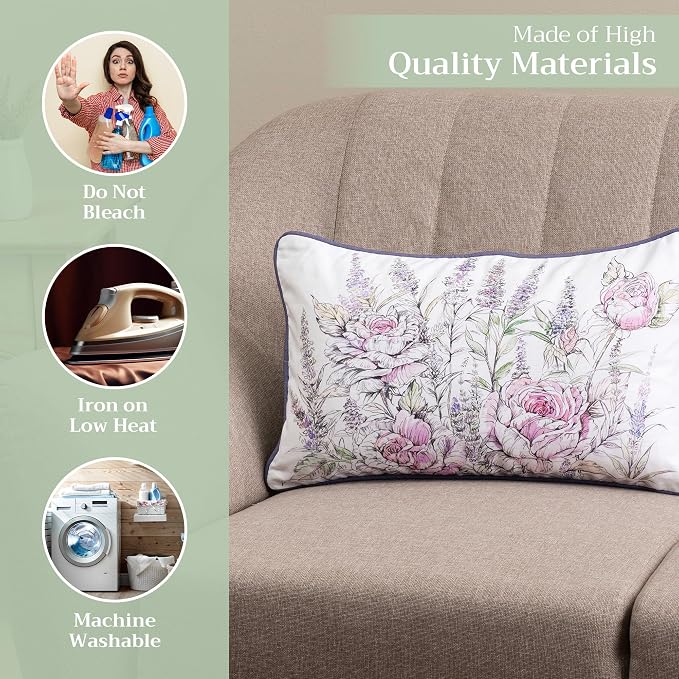Maison d' Hermine Throw Pillow Covers 100% Cotton (12" x 20" - Pack of 1)