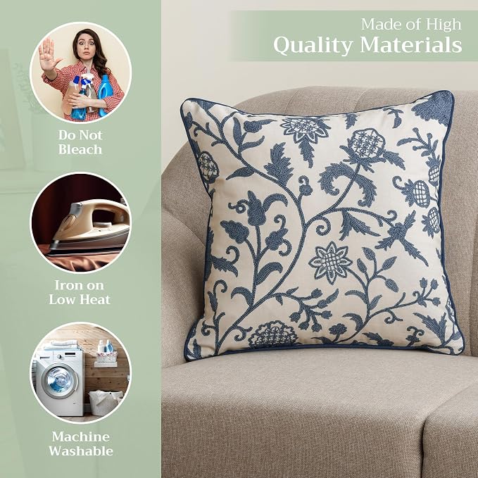Maison d' Hermine Throw Pillow Covers 100% Cotton (18" x 18" - Pack of 1)