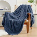 EXQ Home Gentle Soft Fleece Throw Blanket – Cozy Lightweight 3D Imitation Turtle Shell Jacquard Blanket for Couch Bed – All-Season Warm Fuzzy Flannel Blanket for Women Mom Her Gifts(50"x60",Navy Blue)