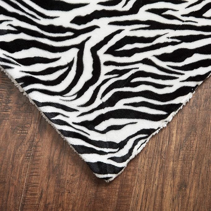 MERRYLIFE Sherpa Throw Blanket Ultra-Plush Comfort | Decorative, Soft, Colorful | Home, Couch, Outdoor, Travel Use (Zebra, 60" 70")