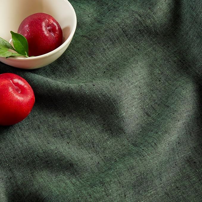 Solino Home 100% Pure Linen Table Runner Green Woven, Athena 14 x 72 in | brings a tailored look to family meals and hosting, European flax fibres, effortlessly elegant, soft, OEKO-TEX Certified