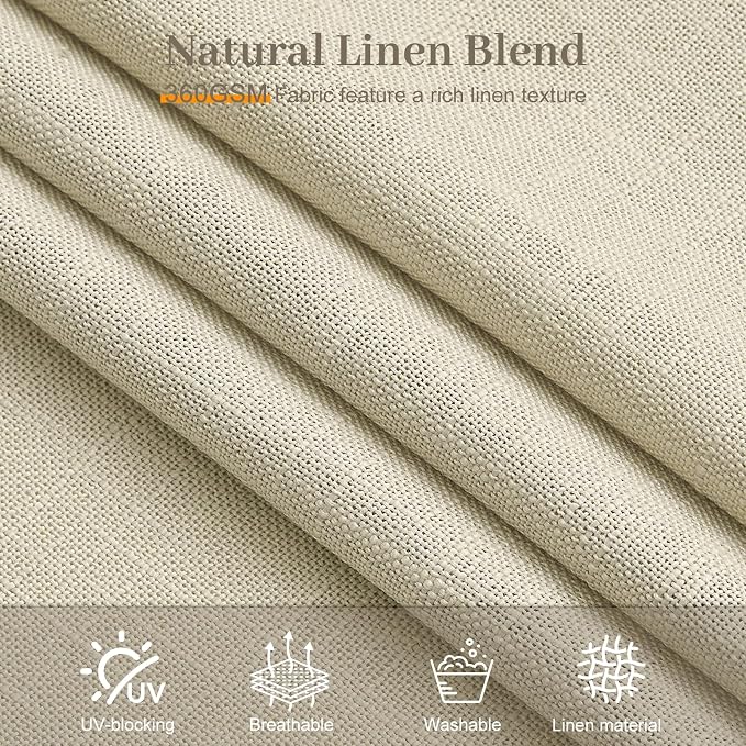Pinch Pleated Linen Curtains 90 Inches Long 2 Panels for Living Room, Linen | Light Filtering, Bedroom, Semi Sheer, Pinch Pleat, Linen Blend, Hook Rings, Memory Shape, Cottage Core, W40xL90, 2 Panels