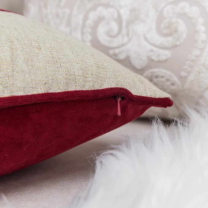 Embroidery Velvet Throw Pillow Cover, Merry Christmas Series (Natural)