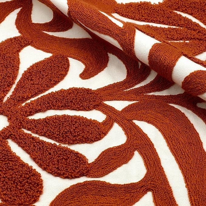Alysheer Floral Embroidered Throw Pillow Cover 18"x18" 1pc, Burnt Orange