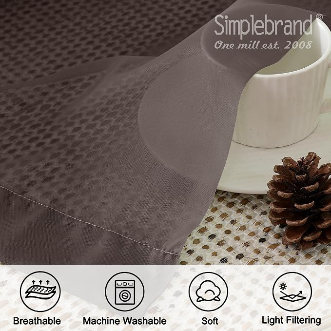 Simplebrand Chocolate Short Sheer Kitchen Curtains 36 Inch Length Tier Rod Pocket Cafe Drapes Half Window for Bathroom Small Windows 42 x 36 Inch, 2 Panels