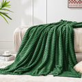 BEDELITE 3D Ribbed Dark Green Fleece Throw Blanket for Couch, 50x60 Inch | Soft Warm Decorative Fluffy Blanket, Cozy Plush Lightweight Fuzzy Throw Blanket for Bed Sofa Home Room Decor, Gift for Women